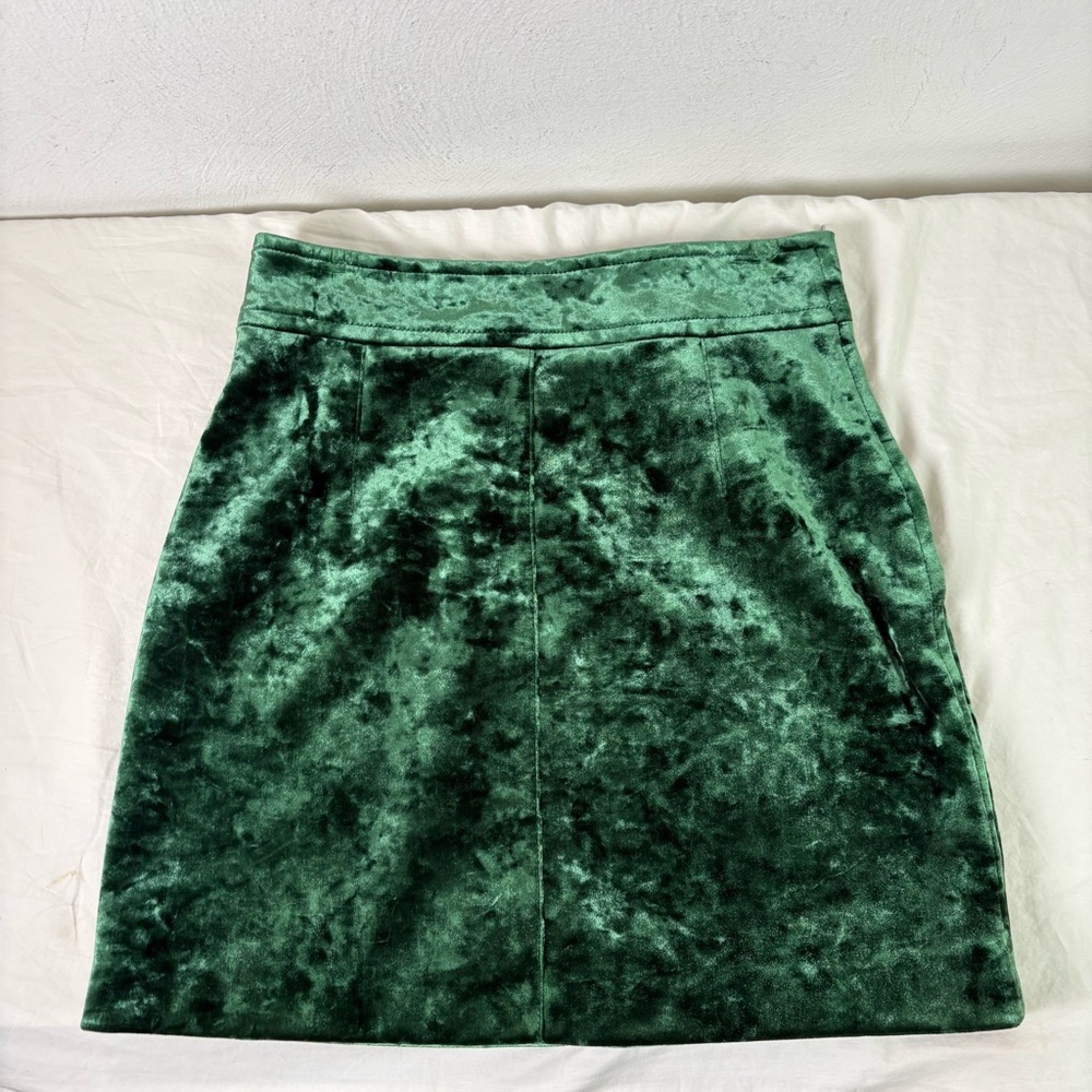 SANDRO Emerald Green Velvet Mini Skirt 3 (US 8) - Picture 14 of 15